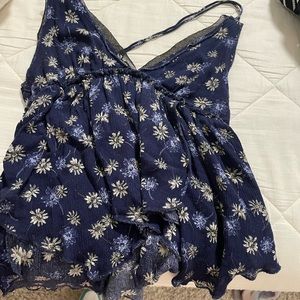 navy floral tank